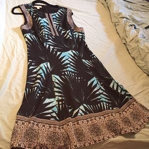 EUC Womens size 16 Tropical Palm Print Dress
